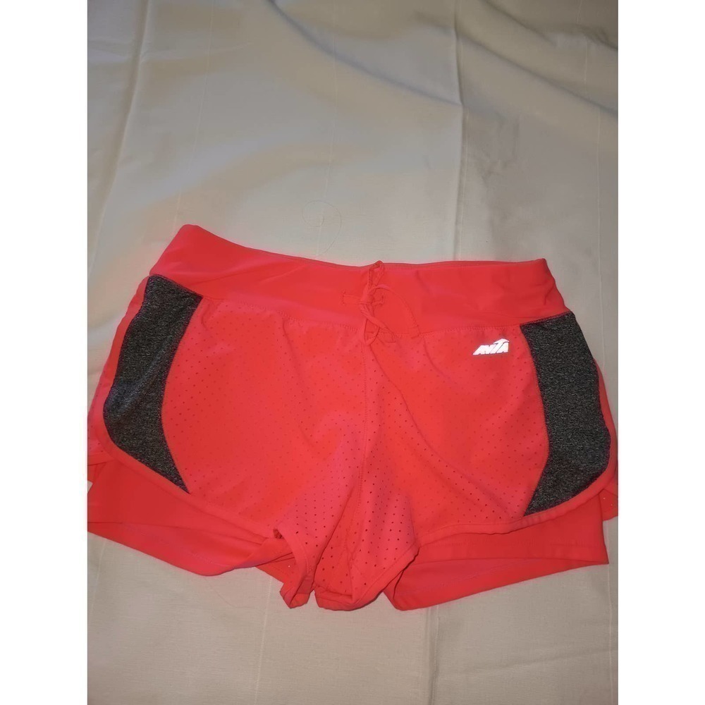 Avia Neon Orange Tie-Front Jogging/Running Shorts, Size Medium.